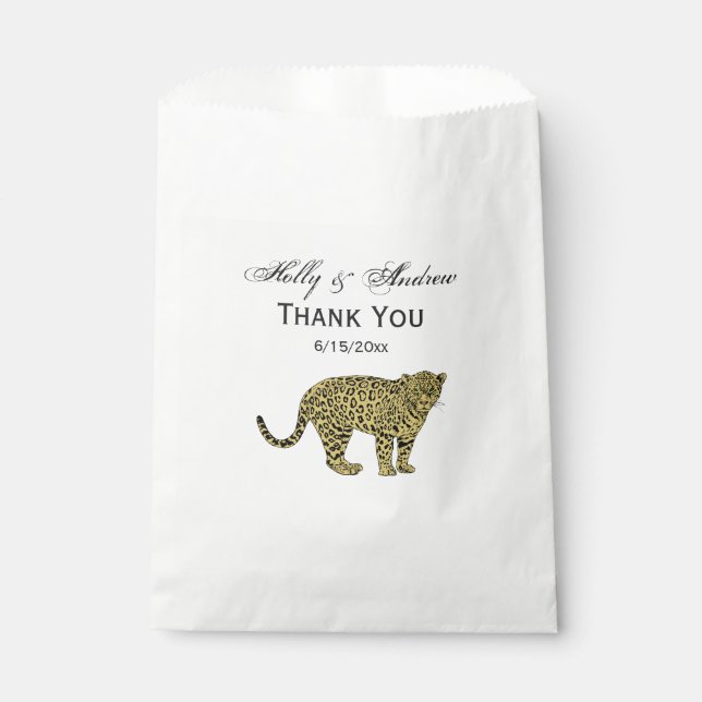 Vintage Leopard Cheetah Spotted Cat Drawing Favour Bag (Front)