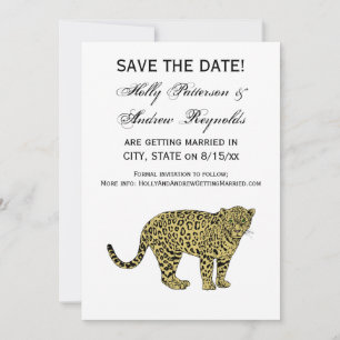 Vintage Leopard Cheetah Spotted Cat Drawing Invitation