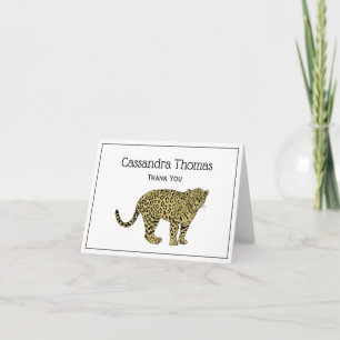 Vintage Leopard Cheetah Spotted Cat Drawing Thank You Card