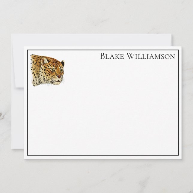 Vintage Leopard Cheetah Spotted Cat Head Card (Front)