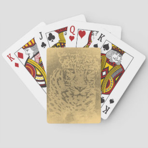 Vintage Leopard Face Close-Up Playing Cards