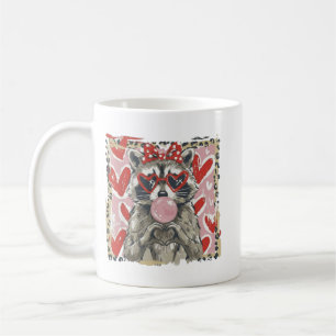 Vintage Leopard Funny Valentine Raccoon Lover Hear Coffee Mug