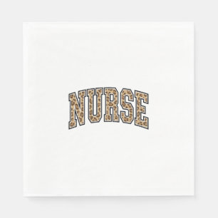 Vintage Leopard Nurse Varsity Shirt Design_1 Napkin