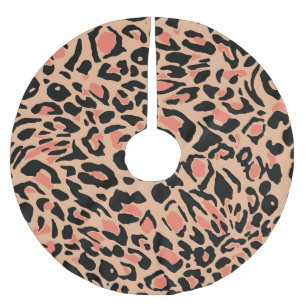 Vintage Leopard Pattern Design Brushed Polyester Tree Skirt