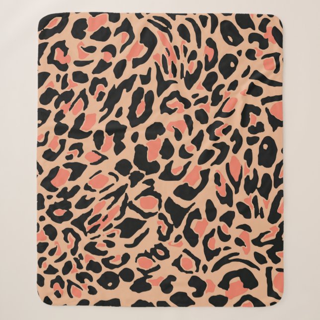 Vintage Leopard Pattern Design Sherpa Blanket (Front)