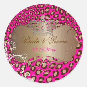 Vintage Leopard pearl swirls wedding stickers