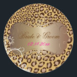 Vintage Leopard pearl swirls wedding stickers<br><div class="desc">Leopard print for any occasion!.  Customise your own,  add address so it can be used as envelope sealers and return address all in one.   Copyright © 2010 PixDezines.com and PixDezines on zazzle.com</div>