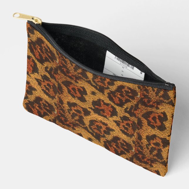 Vintage Leopard Print Accessory Pouch (Open)