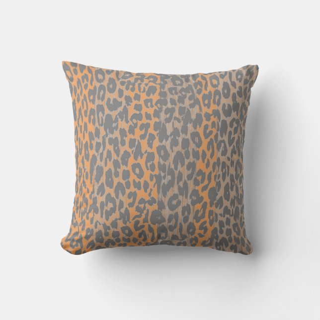 Vintage Leopard Print Skin (Grey, Yellow) Cushion (Front)
