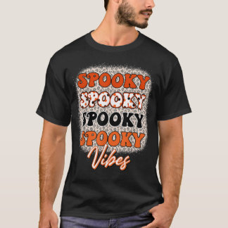 Vintage Leopard Spooky Vibes Funny Halloween 2926 T-Shirt