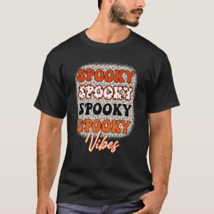 Vintage Leopard Spooky Vibes  Halloween Men Women  T-Shirt