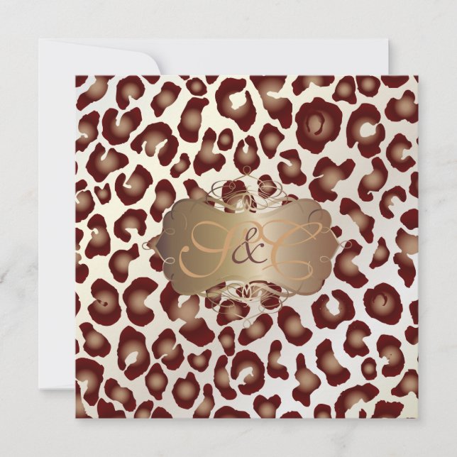Vintage Leopard spots + swirls Invitation (Front)