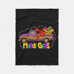 Vintage Leopard Truck Crawfish Jester Beads Funny Fleece Blanket