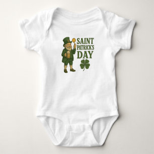 Vintage, leprechaun Saint Patrick's Day Baby Bodysuit