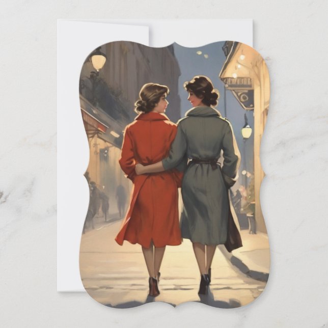 Vintage Lesbian Lovers Card (Front)