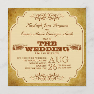 Vintage Lesbian Wedding Theatre Production Invitation