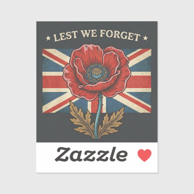 Vintage "Lest We Forget" Remembrance Day Poppy  (Sheet)