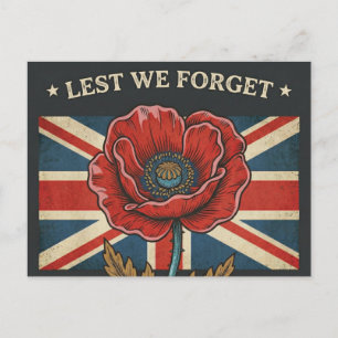 Vintage "Lest We Forget" Remembrance Day Poppy Holiday Postcard