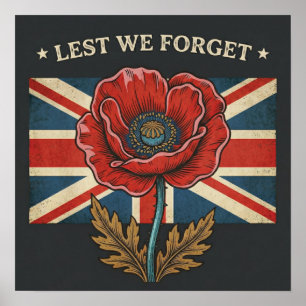 Vintage "Lest We Forget" Remembrance Day Poppy Poster