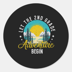 Vintage Let The 2nd Grade Adventure Back To School Classic Round Sticker