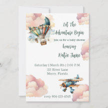 Vintage Let the Adventure Begin Baby Boy Shower