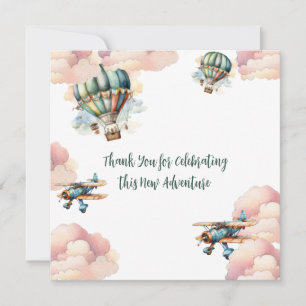 Vintage Let the Adventure Begin Baby Boy Shower Thank You Card