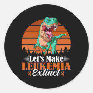 Vintage Let's Make Leukaemia Extinct Dinosaur Saur Classic Round Sticker