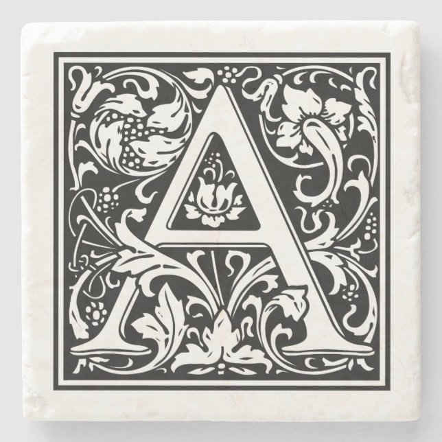 Vintage Letter "A" Stone Coaster (Front)