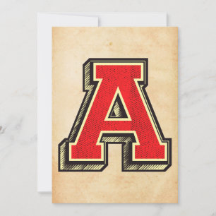 Vintage Letter A Unique Custom Crafted Card