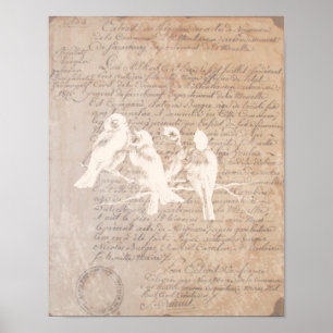 Vintage Letter and Bird Poster