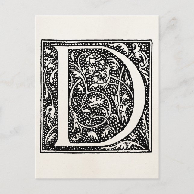 Vintage Letter D Monogram Parchment "D" Initials Postcard (Front)