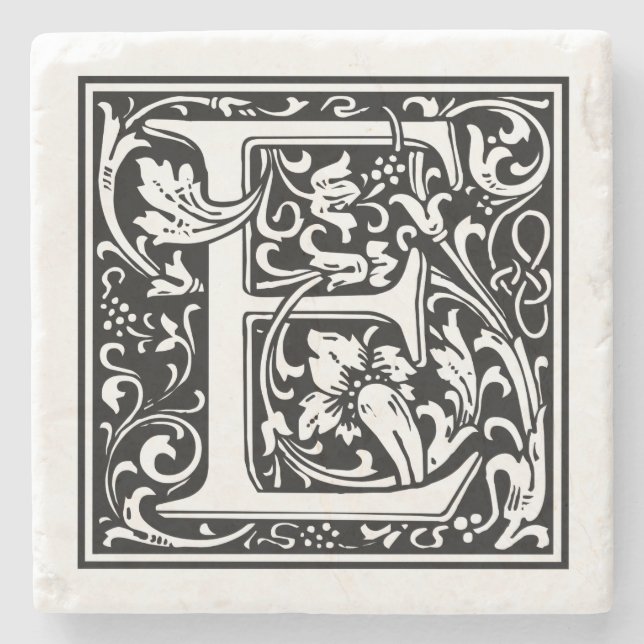 Vintage Letter "E" Stone Coaster (Front)