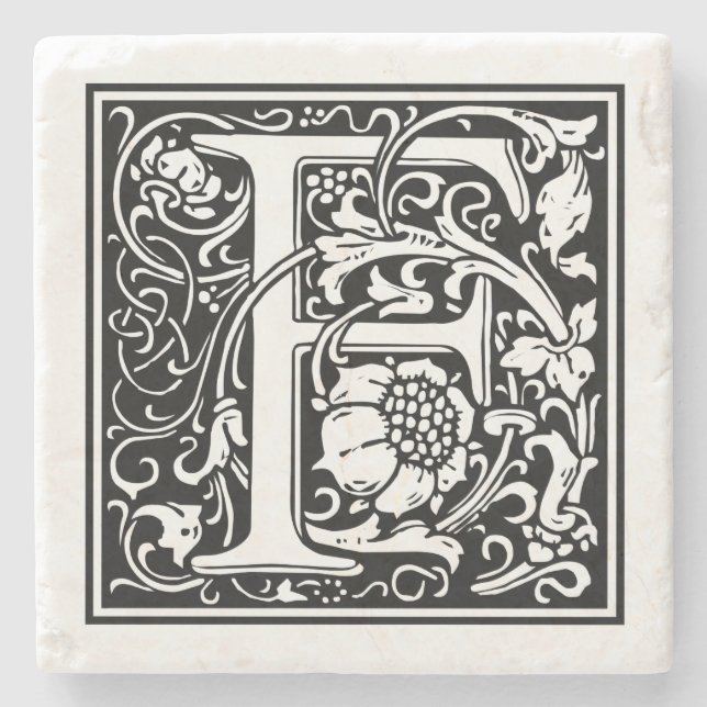 Vintage Letter "F" Stone Coaster (Front)
