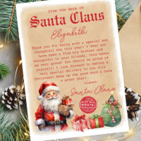 Vintage Letter from Santa Watercolor Invitation