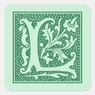 Vintage Letter L Monogram Initial Square Sticker