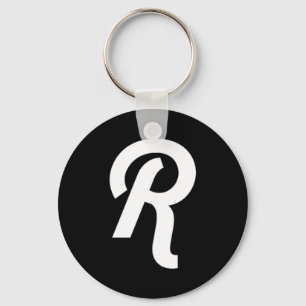 Vintage Letter R Monogram Initial Minimalist Key Ring