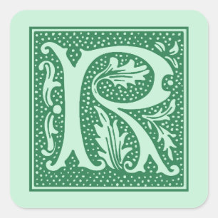 Vintage Letter R Monogram Initial Square Sticker
