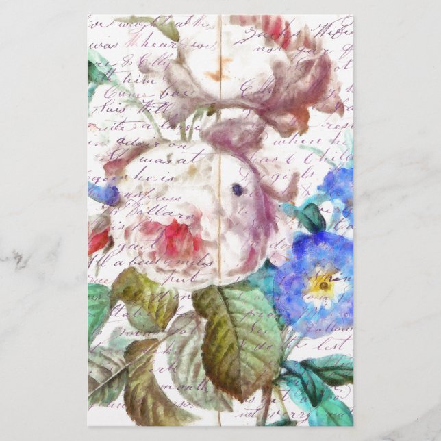 Vintage letter Rose Stationery (Front)