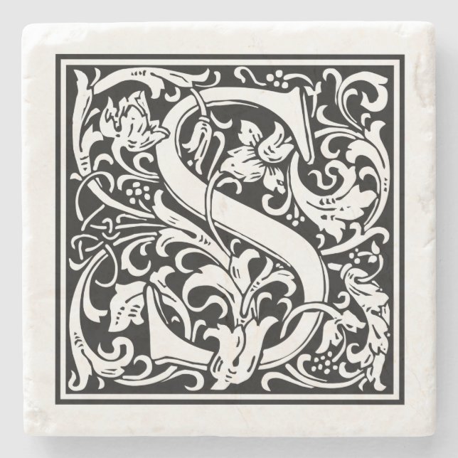 Vintage Letter "S" Stone Coaster (Front)