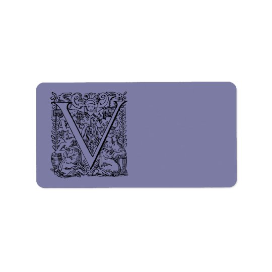 Vintage Letter V Monogram Pale Purple Lavender "V" Address Label