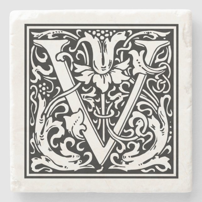 Vintage Letter "V" Stone Coaster (Front)