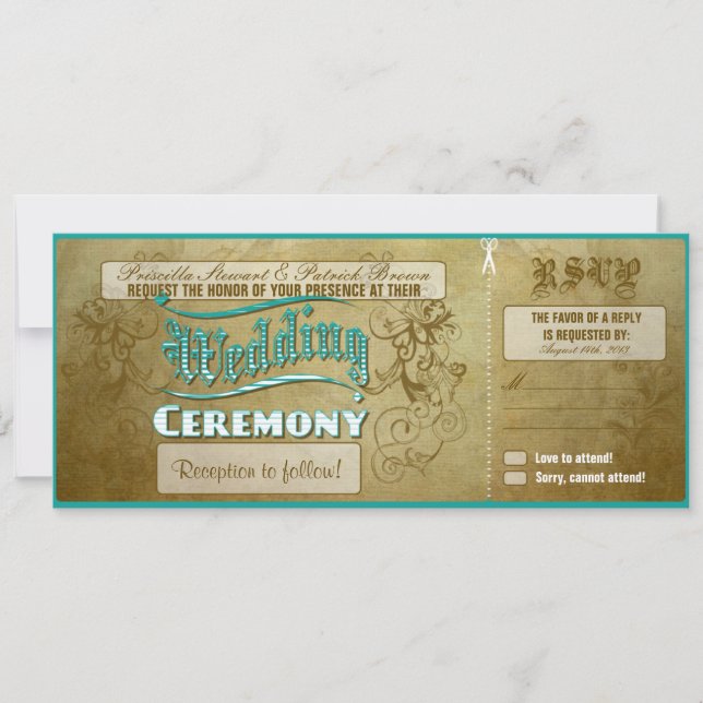 Vintage Lettering Wedding Invitation (Front)