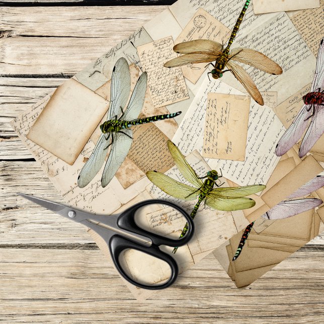 vintage letters with dragonflies tissue paper (Creator Uploaded)