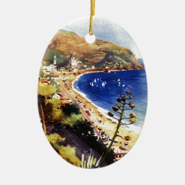 Vintage Levanto Genova Italy Tourism Ceramic Ornament (Front)