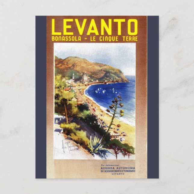 Vintage Levanto Genova Italy Tourism Postcard (Front)