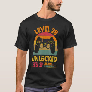 Vintage Level 28 Unlocked 28th Birthday 28 Year Ol T-Shirt