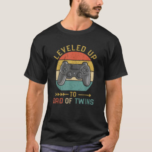 Vintage Level Up To Dad Of Twins Gamer Gift T-Shirt