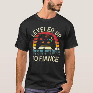 Vintage Levelled Up To Fiance Funny Newly Engaged T-Shirt