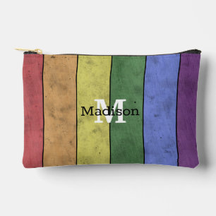 Vintage LGBT flag pride distresed rainbow Monogram Accessory Pouch