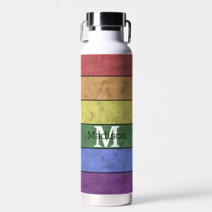 Vintage LGBT flag pride distresed rainbow Monogram Water Bottle